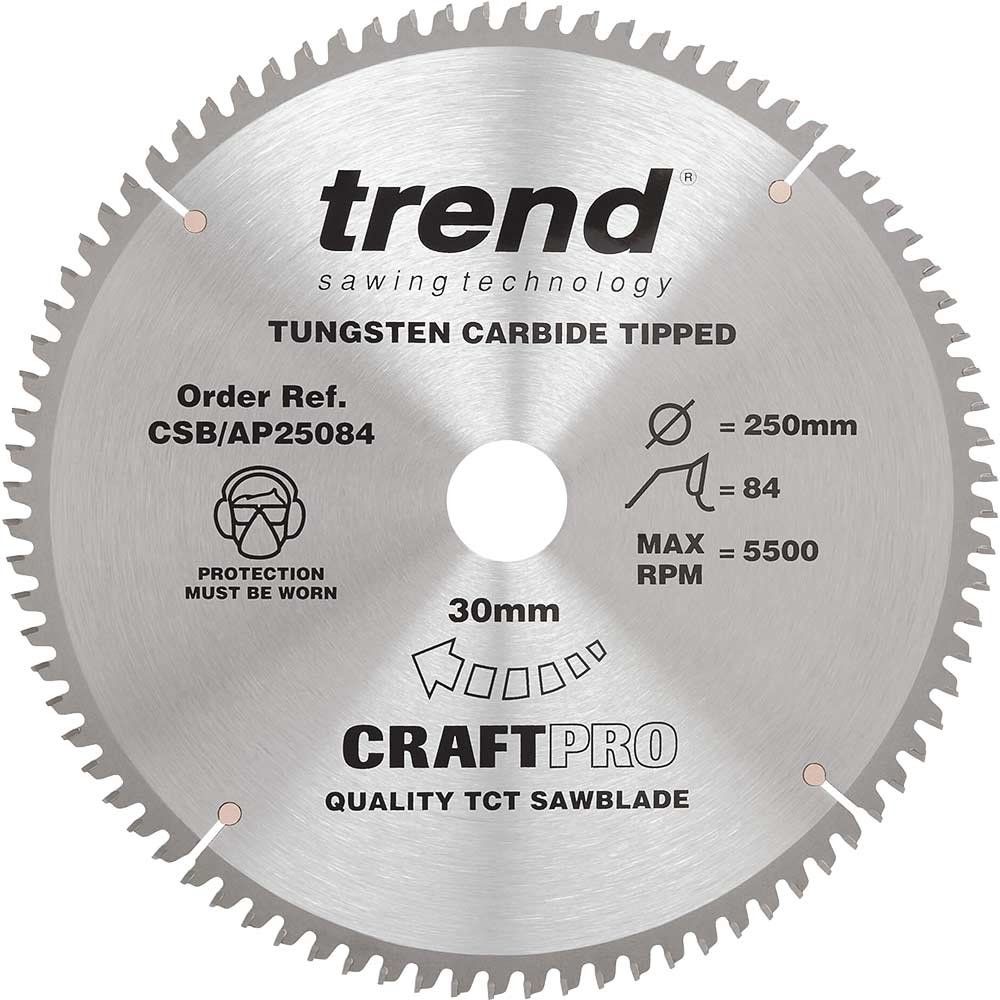 Trend Craft Saw Blade Aluminium And Plastic 250Mm X 84 Teeth X 30Mm Pk 1 CSB/AP25084 - Image 1