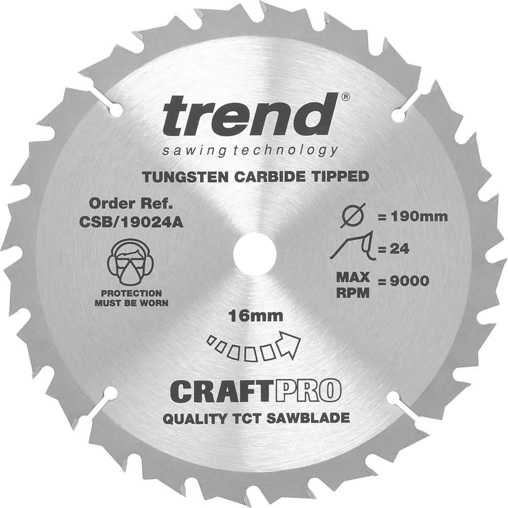 Trend Craft Saw Blade 190Mm X 24 Teeth X 16Mm Pk 1 CSB/19024A - Image 1