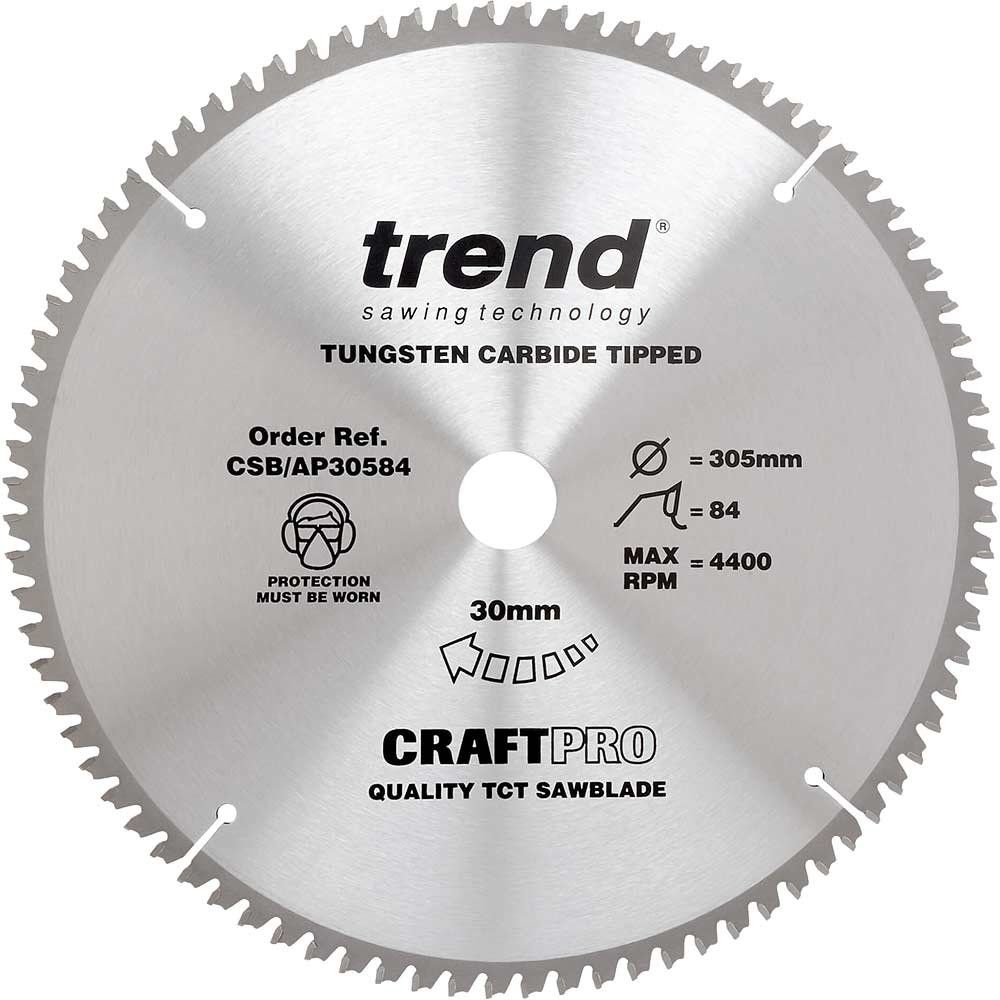 Trend Craft Saw Blade Aluminium And Plastic 305Mm X 84 Teeth X 30Mm Pk 1 CSB/AP30584 - Image 1