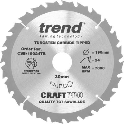 Trend Craft Saw Blade 190 X 24 Teeth X 30 Thin Pk 1 CSB/19024TB