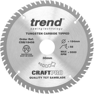 Trend Craft Saw Blade 184Mm X 58 Teeth X 30Mm Pk 1 CSB/18458