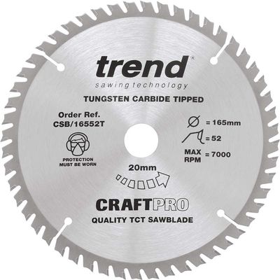 Trend Craft Saw Blade 165Mm X 52 Teeth X 20 Thin Pk 1 CSB/16552T