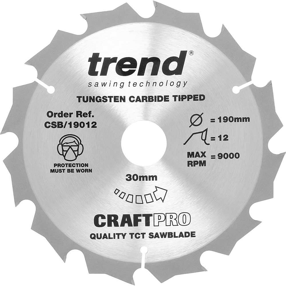 Trend Craft Saw Blade 190Mm X 12 Teeth X 30Mm Pk 1 CSB/19012 - Image 1