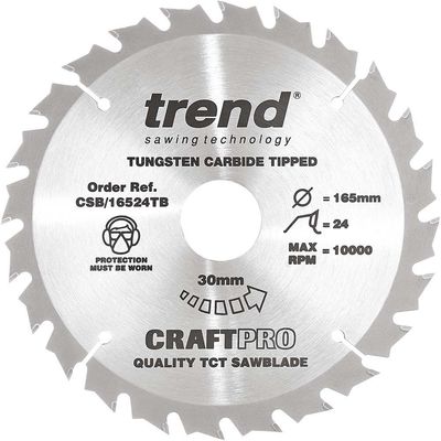 Trend Craft Saw Blade 165Mm X 24 Teeth X 30 Thin Pk 1 CSB/16524TB