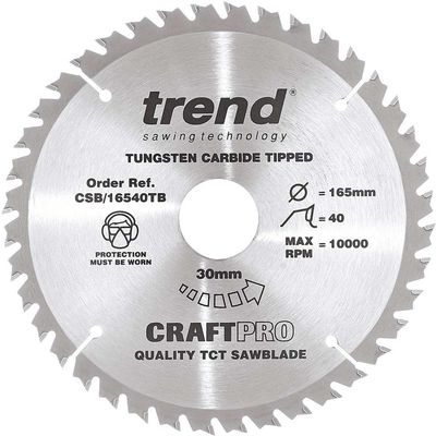 Trend Craft Saw Blade 165Mm X 40 Teeth X 30 Thin Pk 1 CSB/16540TB