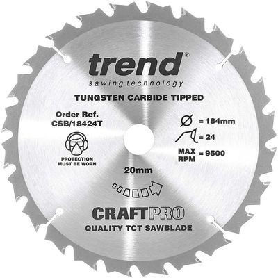 Trend Craft Saw Blade 184Mm X 24 Teeth X 20 Thin Pk 1 CSB/18424T