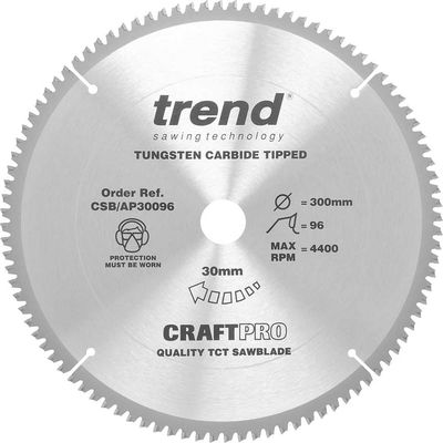Trend Craft Saw Blade Aluminium And Plastic 300 X 96 Teeth X 30 Pk 1 CSB/AP30096