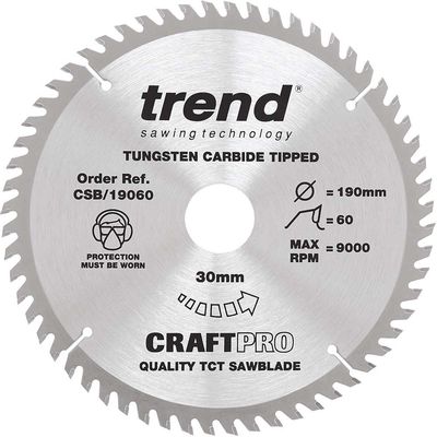 Trend Craft Saw Blade 190Mm X 60 Teeth X 30Mm Pk 1 CSB/19060