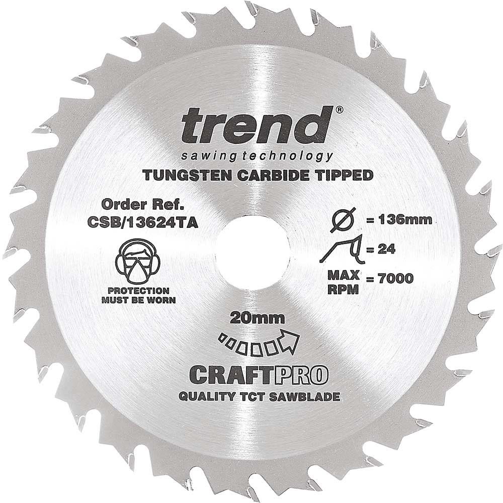 Trend Craft Saw Blade 136 X 24 Teeth X 20 Thin Pk 1 CSB/13624TA - Image 1