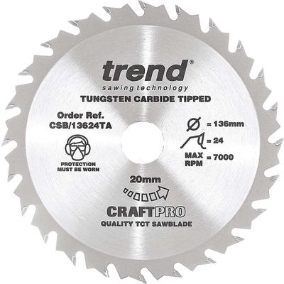 Trend Craft Saw Blade 136 X 24 Teeth X 20 Thin Pk 1 CSB/13624TA
