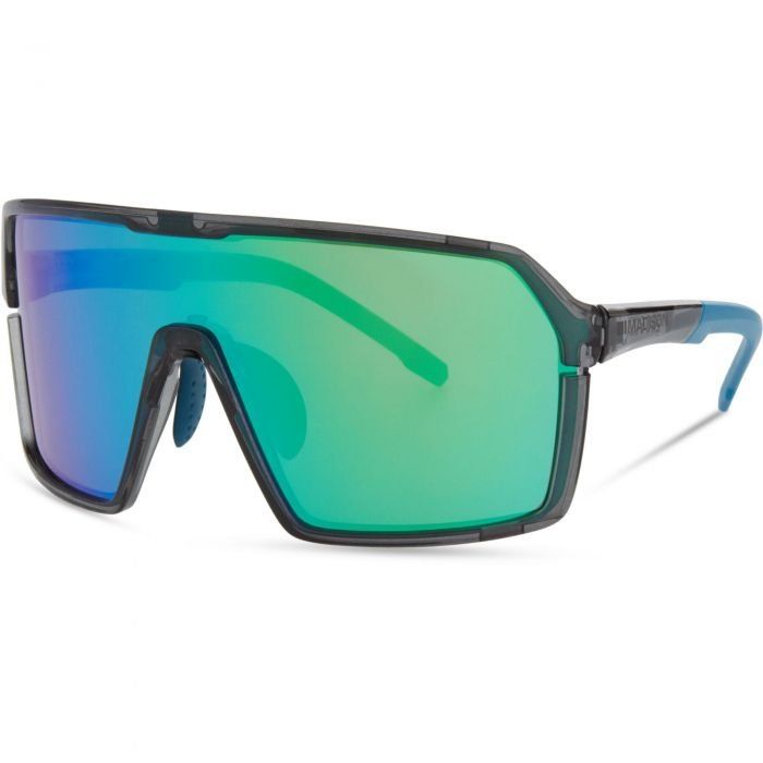 Madison Crypto Sunglasses - Crystal Gloss Smoke Frame / Green Mirror Lens - Image 1