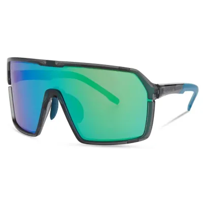 Madison Crypto Sunglasses - Crystal Gloss Smoke Frame / Green Mirror Lens - Thumbnail 2
