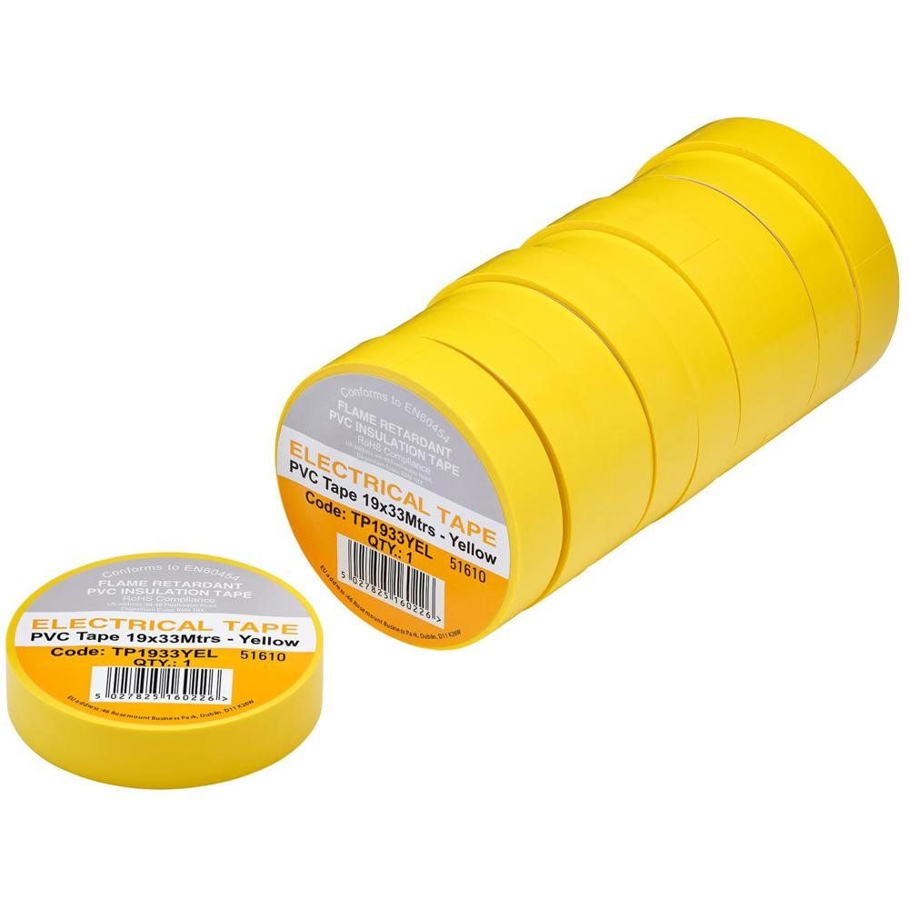 Draper PVC Electrical Insulation Tape Pack of 10 Yellow 19mm 33m - Image 1