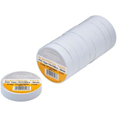 Draper PVC Electrical Insulation Tape Pack of 10 White 19mm 33m