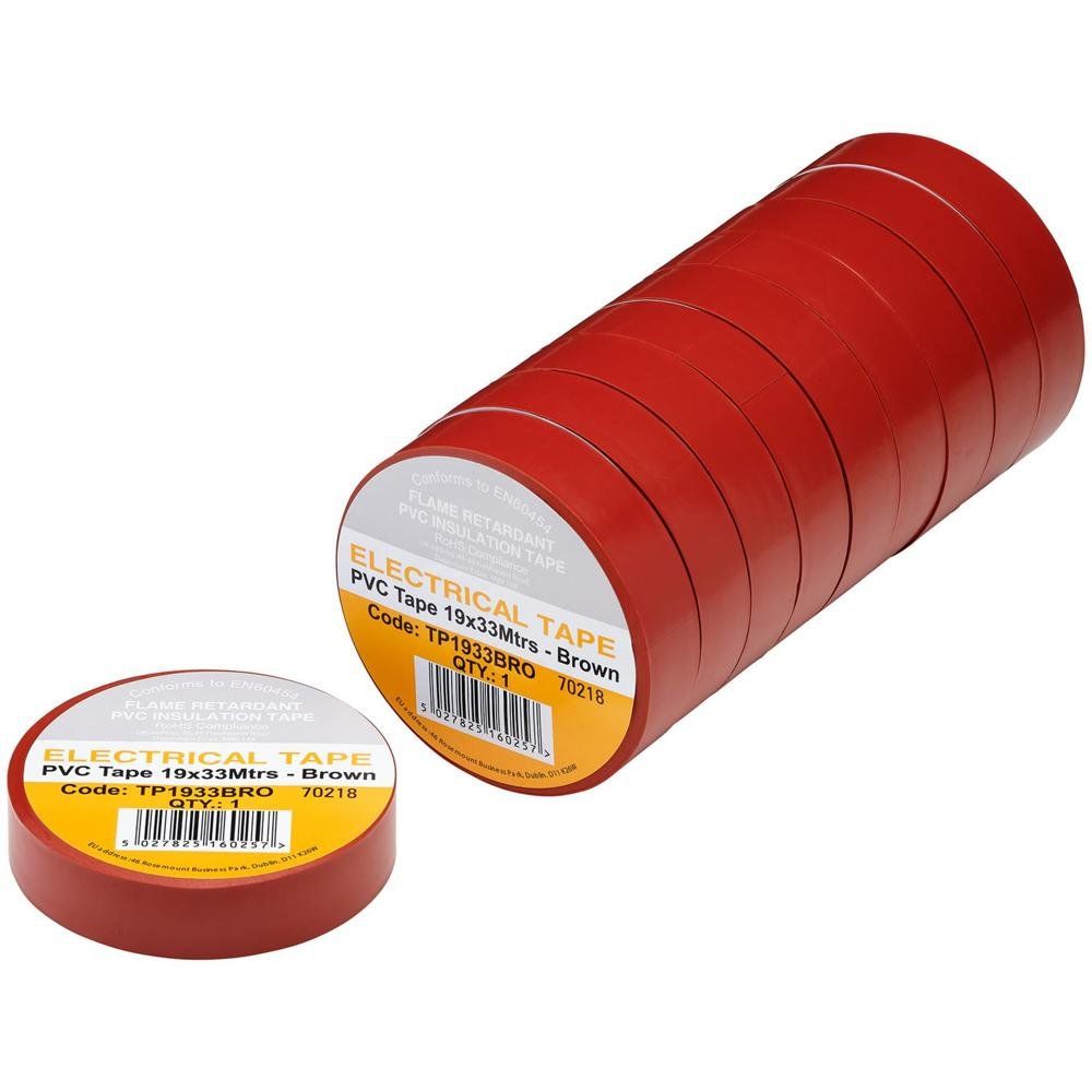 Draper PVC Electrical Insulation Tape Pack of 10 Brown 19mm 33m - Image 1