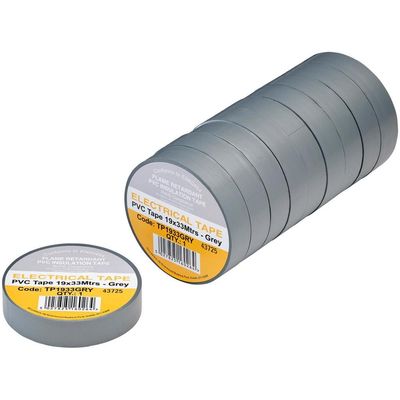 Draper PVC Electrical Insulation Tape Pack of 10 Grey 19mm 33m