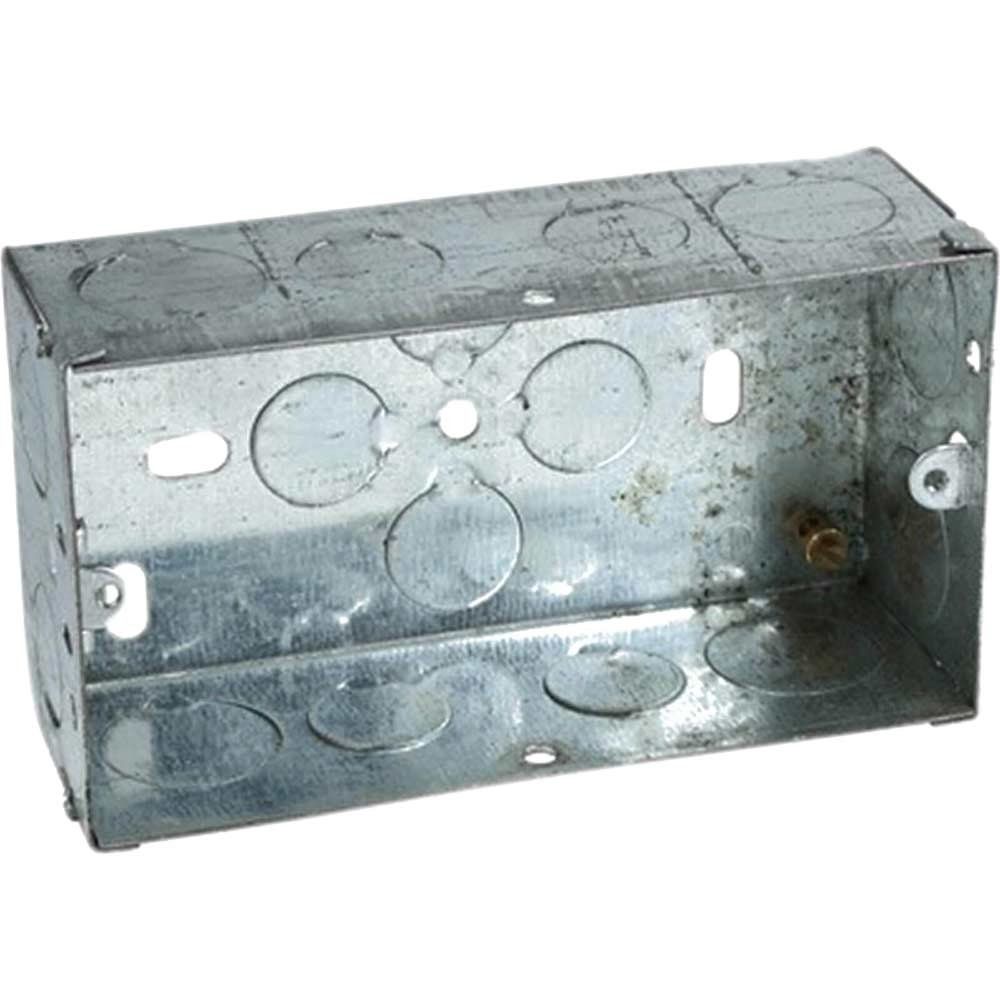 Axiom Electrical Double Socket Metal Socket Back Box 35mm Pack of 5 - Image 1