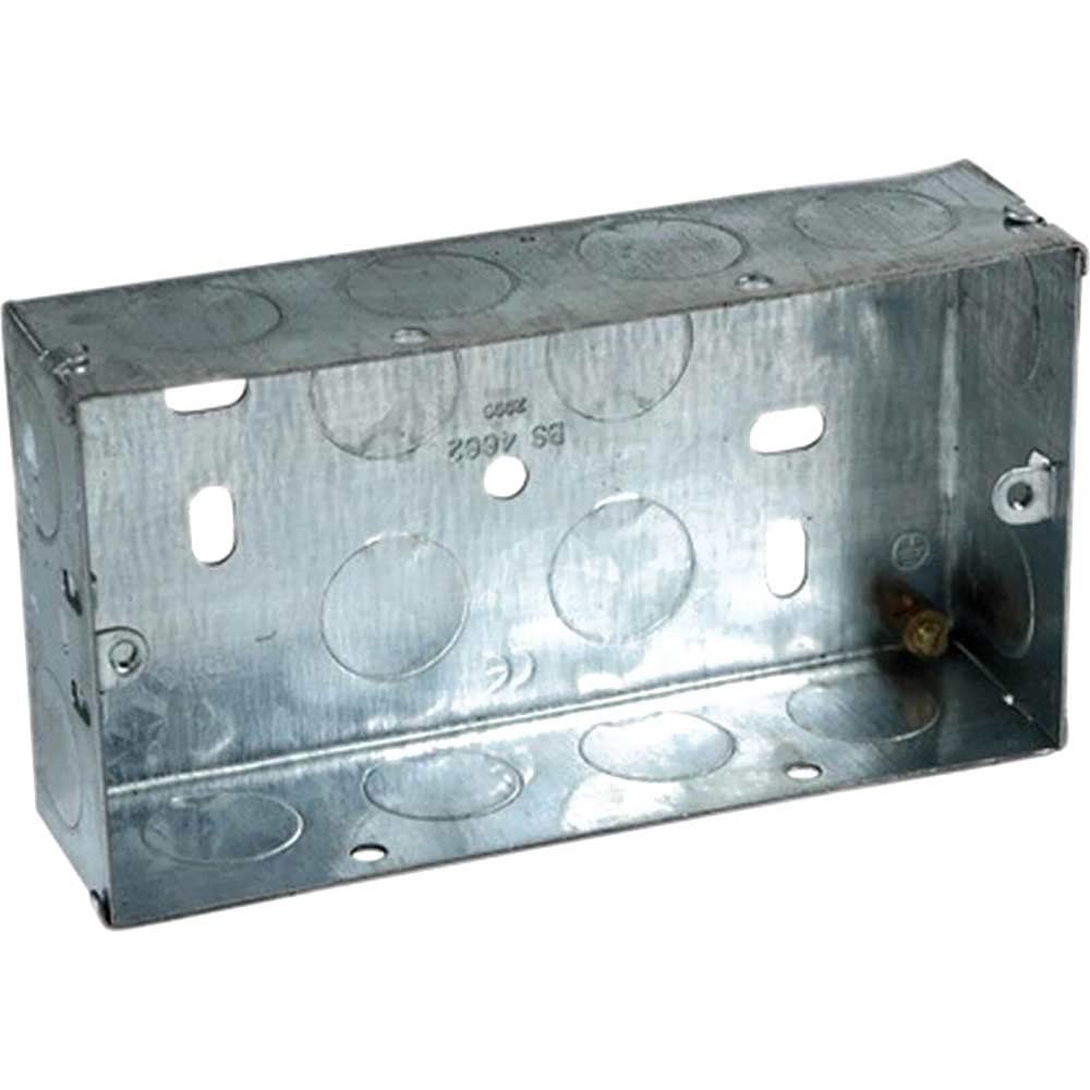 Axiom Electrical Double Socket Metal Socket Back Box 25mm Pack of 10 - Image 1