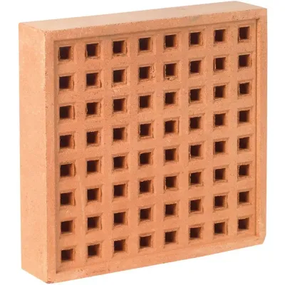 Hepworth Terracotta Red Clay Square Hole Airbrick - YA15R, Size: 215x215mm - Thumbnail 2