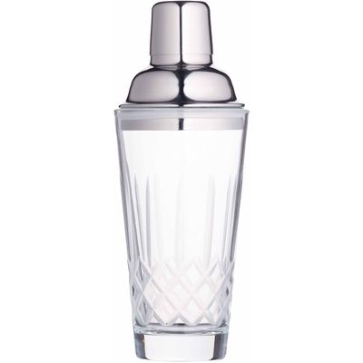 BarCraft Cut-Glass Cocktail Shaker with Stainless Steel Strainer, 350 ml