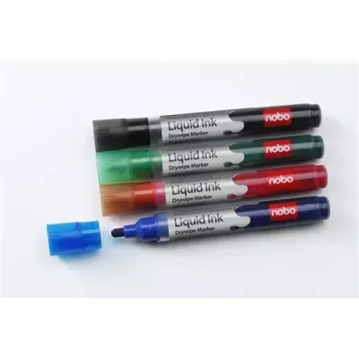 Nobo Liquid Ink Whiteboard Pens Bullet Tip 6 Pack - Thumbnail 2