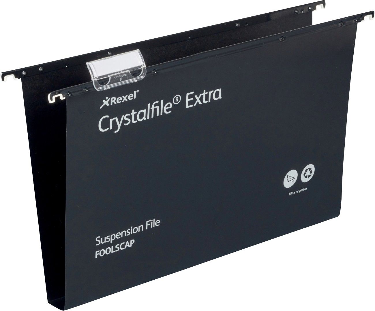 Rexel Crystalfile Extra Foolscap Suspension File 30mm Black (25) - Image 1