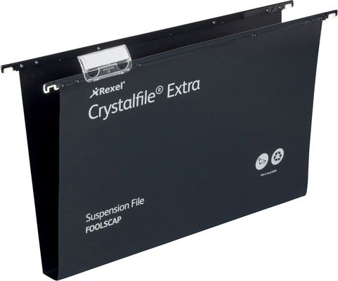 Rexel Crystalfile Extra Foolscap Suspension File 30mm Black (25)