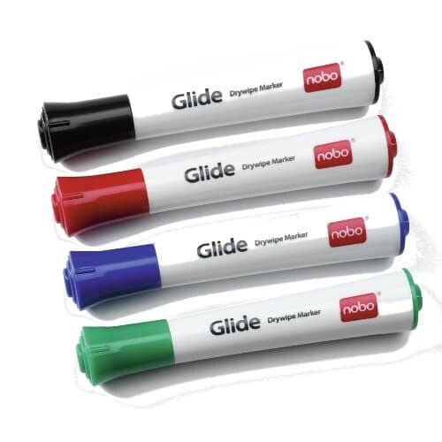 Nobo Glide Whiteboard Pens Bullet Tip 4 Pack - Image 1