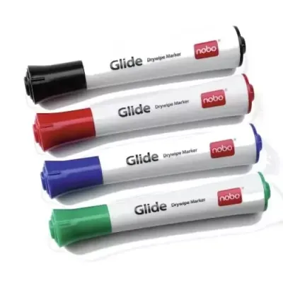 Nobo Glide Whiteboard Pens Bullet Tip 4 Pack - Thumbnail 2