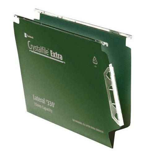 Rexel Crystalfile Extra `330` Lateral File 15mm Green (25) - Image 1