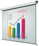 NOBO 1902391W Pull Down Projector Screen, Silver/Grey