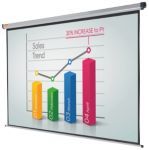 NOBO 1902393W Pull Down Projector Screen, Silver/Grey