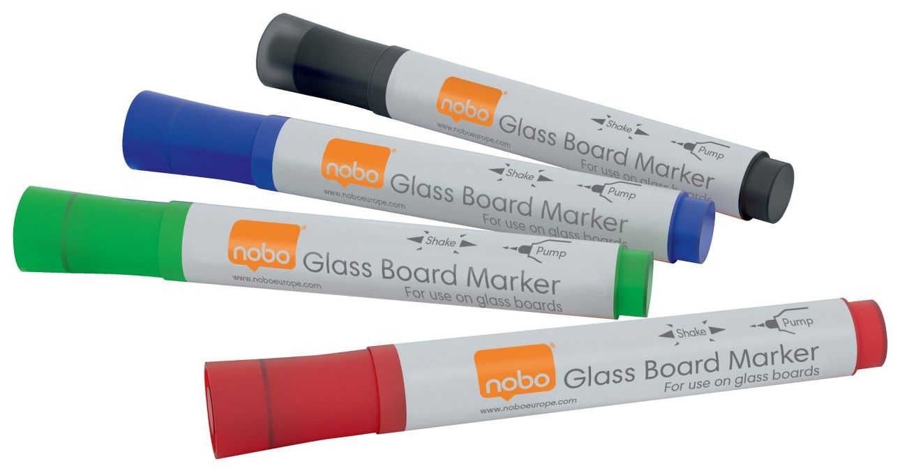 Nobo GLASS WHITEBD MARKER AST PK4 - Image 1