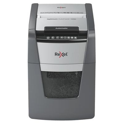 Rexel Optimum AutoFeed+ 100M paper shredder Micro-cut shredding 55 dB 22 cm Black, Silver