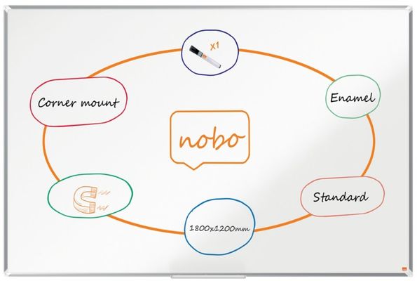 Nobo Premium Plus Enamel Magnetic Whiteboard 1800x1200mm