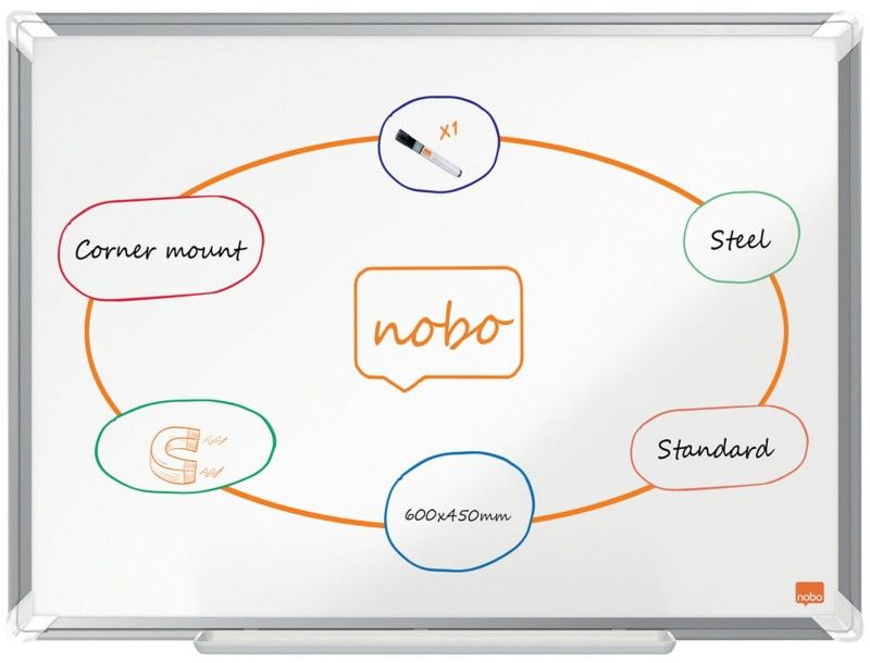 Nobo Premium Plus Steel Magnetic Whiteboard 600x450mm - Image 1