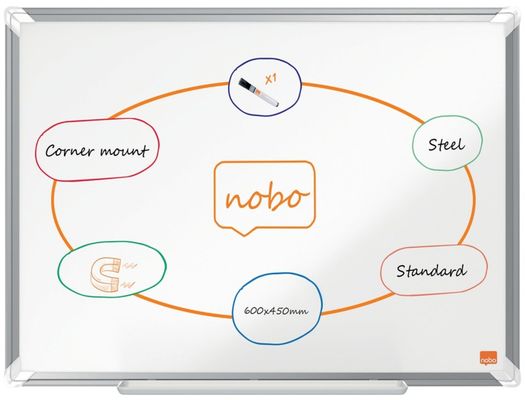 Nobo Premium Plus Steel Magnetic Whiteboard 600x450mm