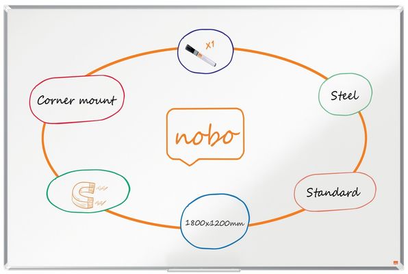 Nobo Premium Plus Steel Magnetic Whiteboard 1800x1200mm
