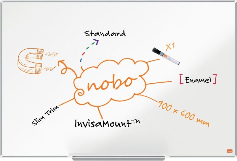 Nobo Impression Pro Enamel Magnetic Whiteboard 90x60cm - Image 1