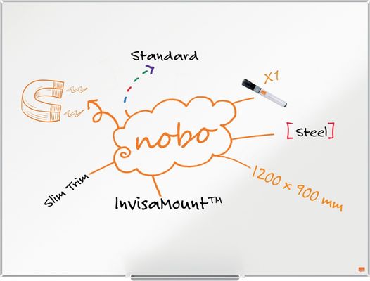 Nobo Impression Pro Lacquered steel Magnetic Whiteboard 120x90cm
