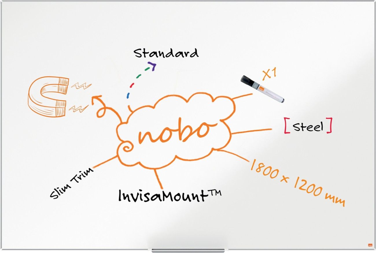 Nobo Impression Pro Lacquered steel Magnetic Whiteboard 180x120cm - Image 1