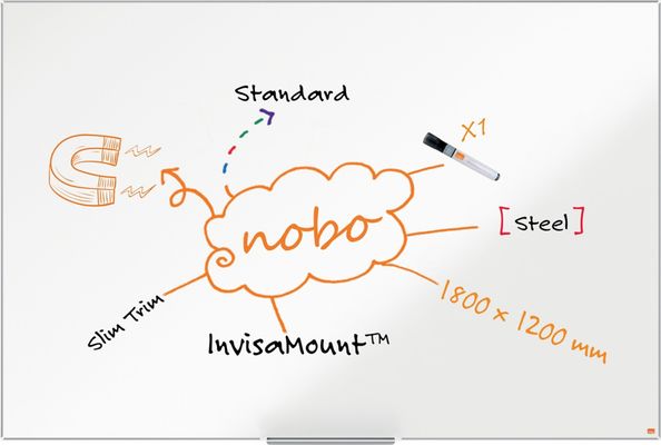 Nobo Impression Pro Lacquered steel Magnetic Whiteboard 180x120cm