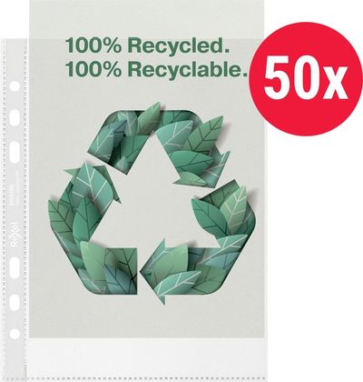 Rexel Multi Punched Recycled Pocket Polypropylene A5 70 Micron Top Opening Clear (Pack 50) 2115703