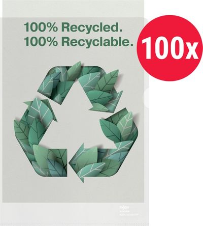 Rexel 100% Recycled A4 Folders Embossed Extra Strong Polypropylene 100 Micron (Pack 100) 2115704