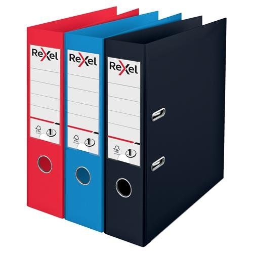 Rexel Choices Polypropylene Lever Arch File A4 75mm Assorted PK3 - 2115709 - Image 1