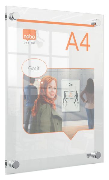 Nobo Premium Plus A4 Clear Acrylic Wall Mounted Poster Frame