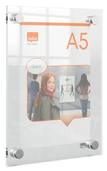 Nobo Premium Plus A5 Clear Acrylic Wall Mounted Poster Frame