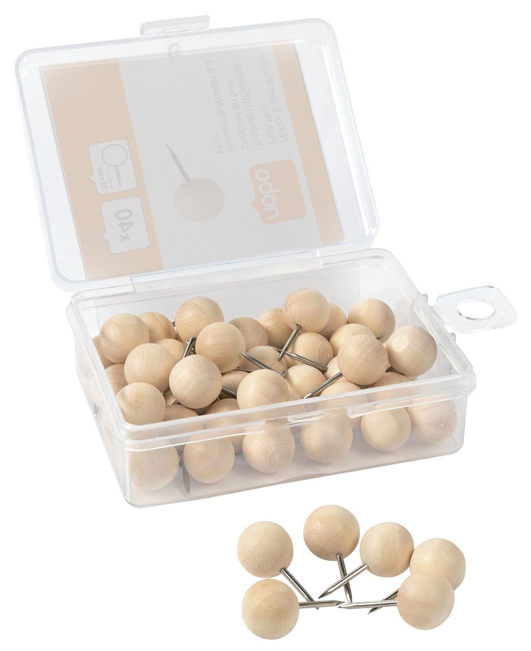 Nobo Notice Board Wooden Push Pins - 40pcs - Image 1