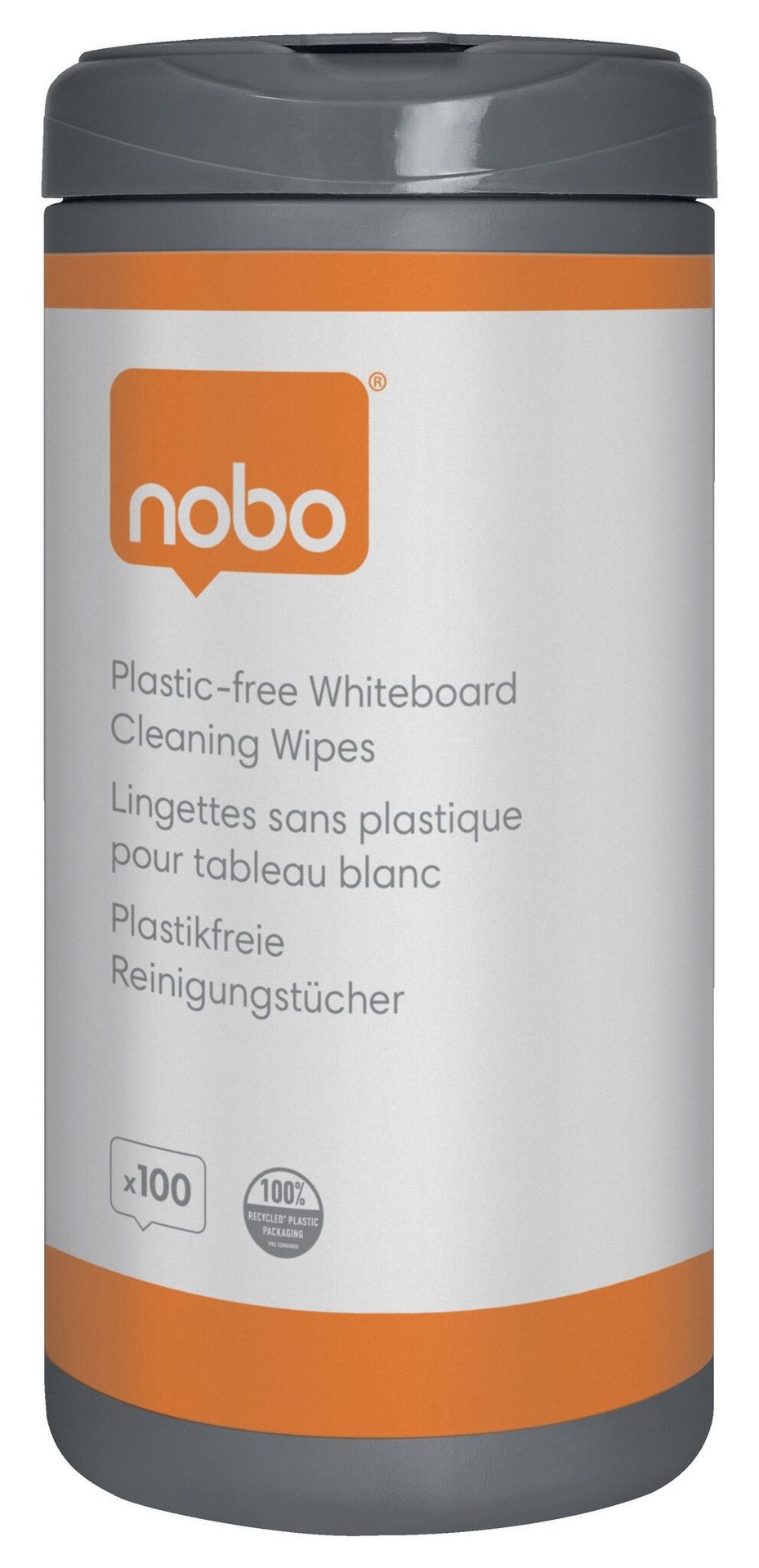 Nobo Plastic-free Whiteboard Cleaning Wipes - Pack 100 - Image 1