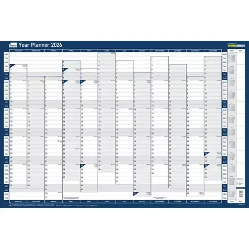 Sasco 2026 Original Year Wall Planner 915W x 610mmH With Wet Wipe Pen & Sticker Pack Unmounted - 2410266 - Image 1